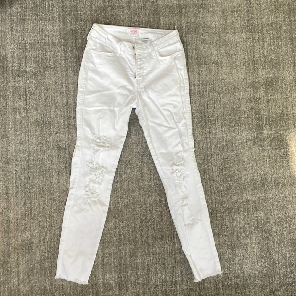 Girls white jeans, juniors size 7 (27 waist)